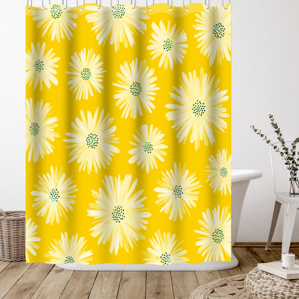 East Urban Home 71" x 74" Shower Curtain, Daisies Pattern by Modern